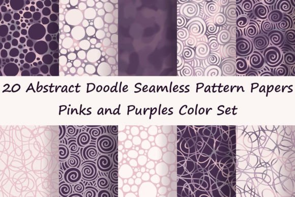 Abstract Doodle Patterns in Pinks & Purples
