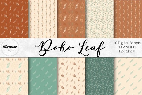 Boho Leaf Patterns – Digital Papers: Where Hand-Drawn Craftsmanship Meets Modern Creative Workflow