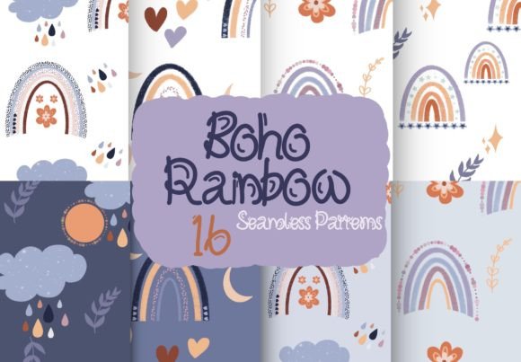 Boho Rainbow Seamless Patterns