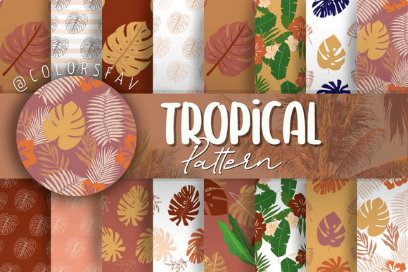 Boho Tropical Seamless Patterns Bundle