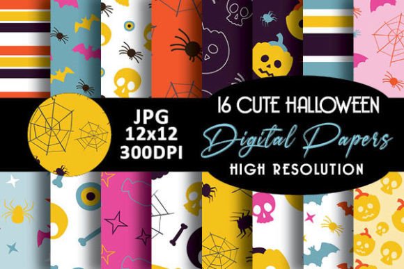 Bright Colors Cute Halloween Patterns