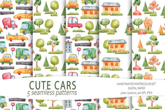 Cute Cars Seamless Patterns