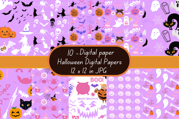 Cute Halloween Digital Papers Patterns
