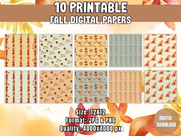 Fall Digital Paper Patterns Graphic