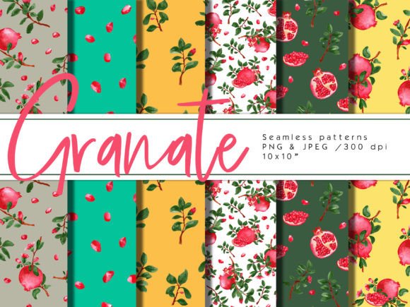 Granate Fruit Seamless Patterns: Vibrant, Versatile Digital Papers for Creative Projects