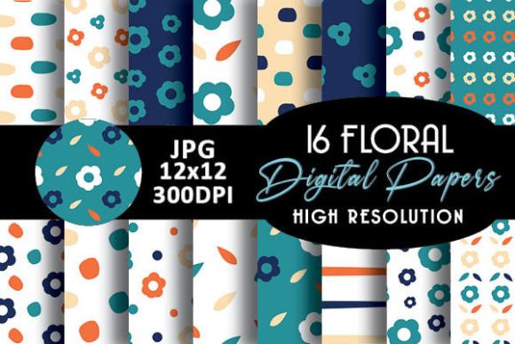 Minimalist Floral Digital Paper Patterns