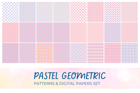 Pastel Geometric Patterns and Papers Set