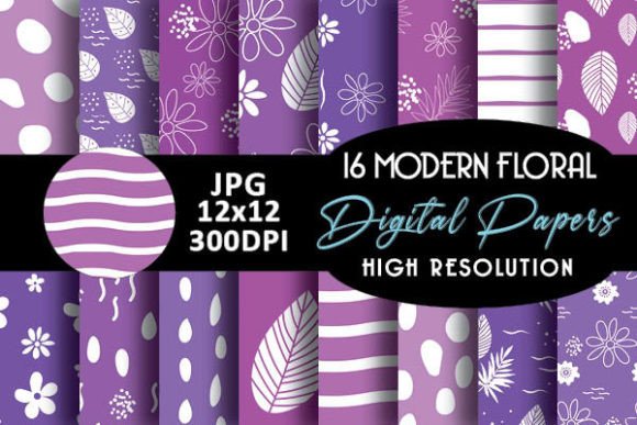 Purple Abstract Modern Floral Patterns