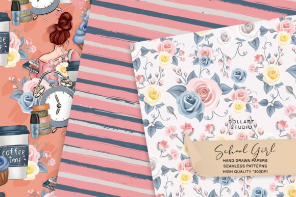 School Digital Papers, Floral Patterns