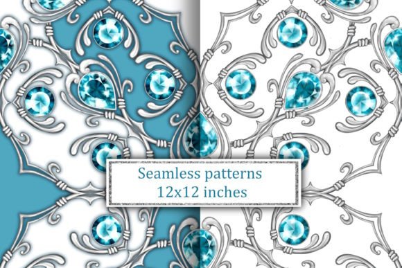 Silver Gems. Seamless Patterns