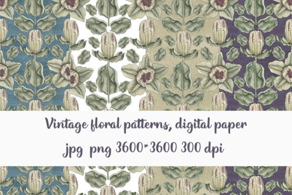 Vintage Floral Patterns, Digital Paper
