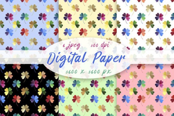 Watercolor Patterns Clover, Jpeg