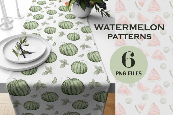 Watercolor Watermelon Set Patterns