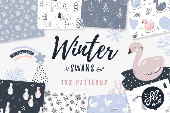 Winter Cute Swans Patterns: A Thoughtful Choice for Scandinavian-Inspired Digital Design